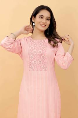 Baby pink plain viscose party-wear-kurtis 5
