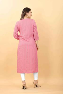 Pink plain viscose party-wear-kurtis 3