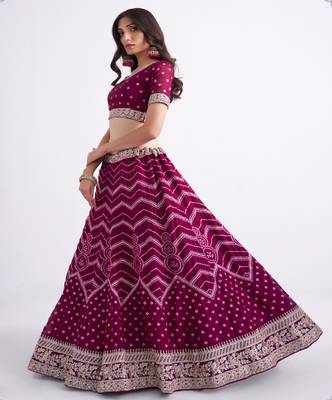 Rani Pink Embroidered Silk Bridal Lehengas 4