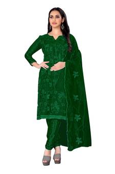 Green embroidered organza salwar