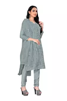 Grey embroidered organza salwar