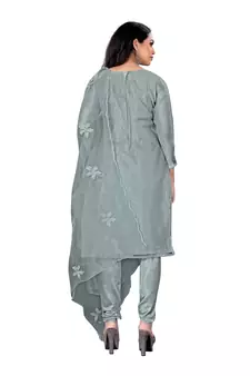 Grey embroidered organza salwar