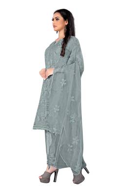 Grey embroidered organza salwar 5