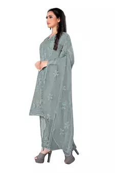 Grey embroidered organza salwar