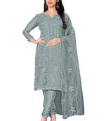 Grey embroidered organza salwar