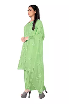 Green embroidered organza salwar