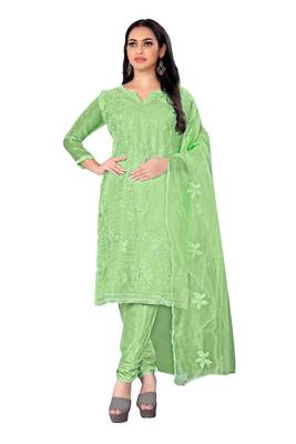 Green embroidered organza salwar 1