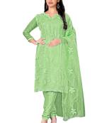 Green embroidered organza salwar