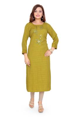 Samruddhi Women Green printed rayon ethnic-kurtis 1