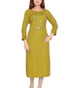 Samruddhi Women Green printed rayon ethnic-kurtis