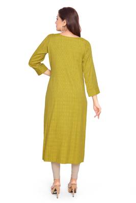 Samruddhi Women Green printed rayon ethnic-kurtis 2