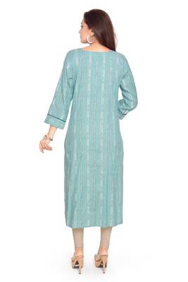 Samruddhi Women Blue printed rayon ethnic-kurtis 2