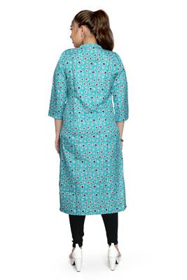 Samruddhi Women Blue printed rayon ethnic-kurtis 2