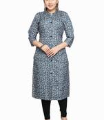 Samruddhi Women Grey printed rayon ethnic-kurtis