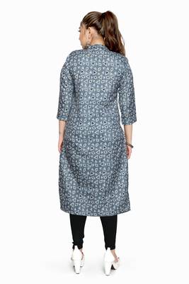 Samruddhi Women Grey printed rayon ethnic-kurtis 2