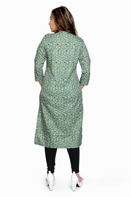 Samruddhi Women Green printed rayon ethnic-kurtis 2