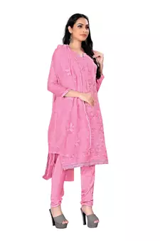 Pink embroidered organza salwar