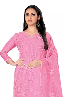Pink embroidered organza salwar