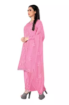 Pink embroidered organza salwar