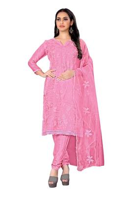 Pink embroidered organza salwar 1
