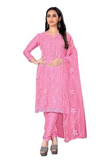 Pink embroidered organza salwar