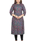 Samruddhi Women Blue printed rayon ethnic-kurtis