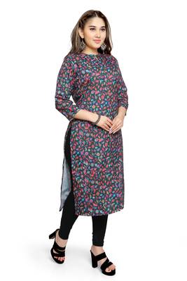 Samruddhi Women Blue printed rayon ethnic-kurtis 3