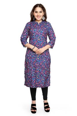 Samruddhi Women Purple printed rayon ethnic-kurtis 1
