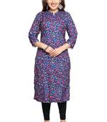 Samruddhi Women Purple printed rayon ethnic-kurtis