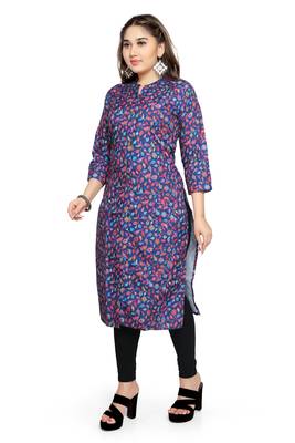 Samruddhi Women Purple printed rayon ethnic-kurtis 2