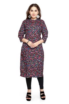 Samruddhi Women Black printed rayon ethnic-kurtis 1