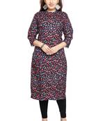 Samruddhi Women Black printed rayon ethnic-kurtis