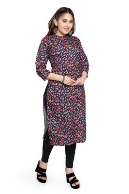 Samruddhi Women Black printed rayon ethnic-kurtis 2