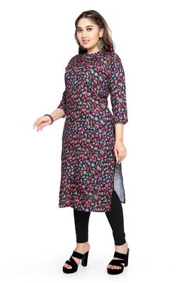 Samruddhi Women Black printed rayon ethnic-kurtis 3