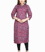 Samruddhi Women Pink printed rayon ethnic-kurtis