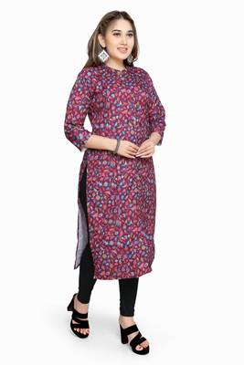 Samruddhi Women Pink printed rayon ethnic-kurtis 3