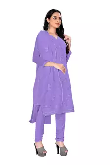 Purple embroidered organza salwar