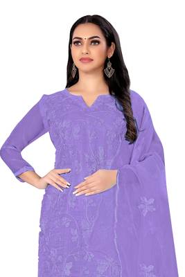 Purple embroidered organza salwar 3