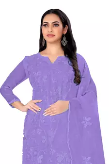 Purple embroidered organza salwar