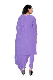 Purple embroidered organza salwar
