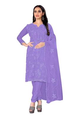 Purple embroidered organza salwar 1
