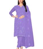 Purple embroidered organza salwar