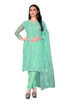 Green embroidered organza salwar
