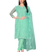 Green embroidered organza salwar