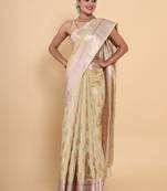 Beige woven art silk saree with blouse