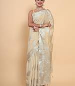 Beige woven art silk saree with blouse
