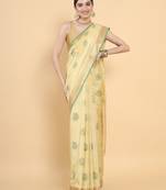Beige woven art silk saree with blouse