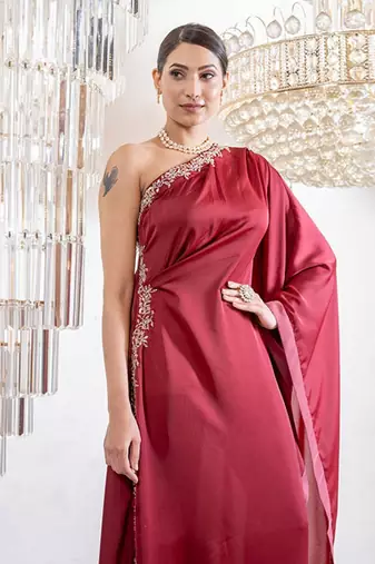 Sasha Maroon Kaftan Dress