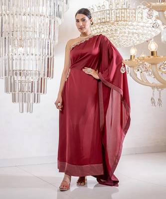Sasha Maroon Kaftan Dress 1