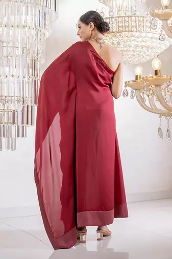 Sasha Maroon Kaftan Dress